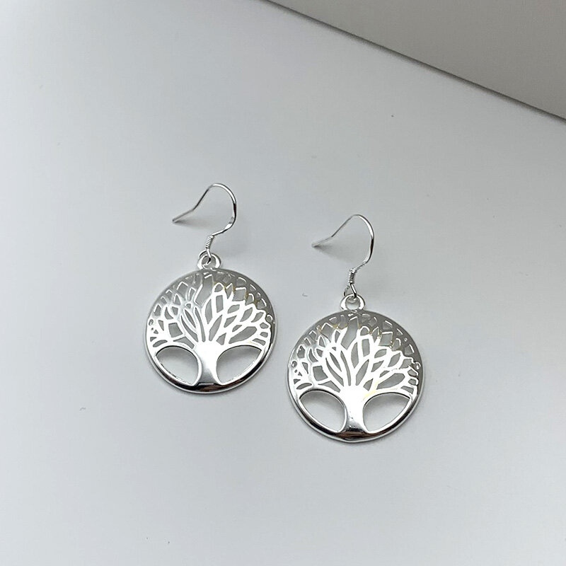 2024 New Arrival 925 Sterling Silver Tree of Life Earrings For Women Fashion Charm Party Girl Christmas Gift Jewelry
