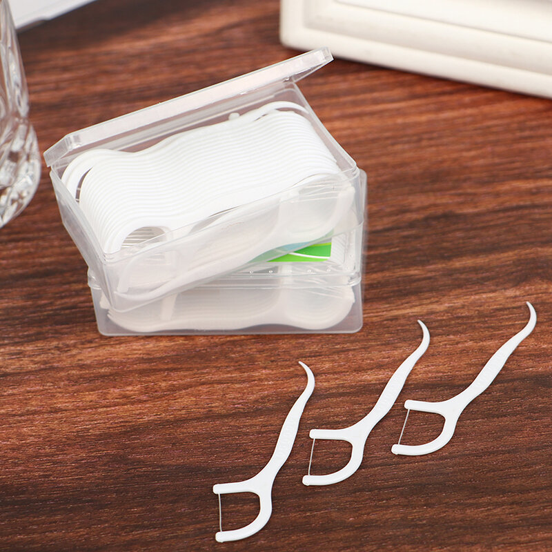 50Pc Dental Floss Flosser Pick Tooth Cleaning Interdental Pick Oral Hygiene Care