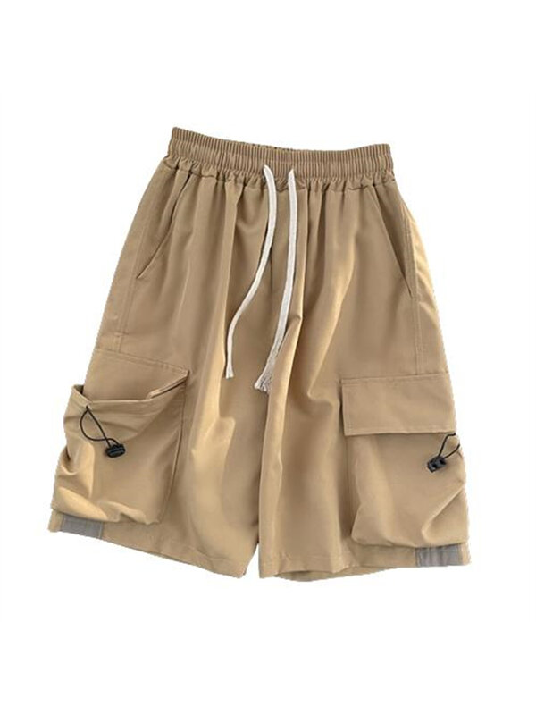 กางเกงขาสั้นลายพรางสีทึบสำหรับผู้ชายใส่ในฤดูร้อนกางเกงคาร์โก้หมาป่ามีหลายกระเป๋าเสื้อผ้าผู้ชาย E169