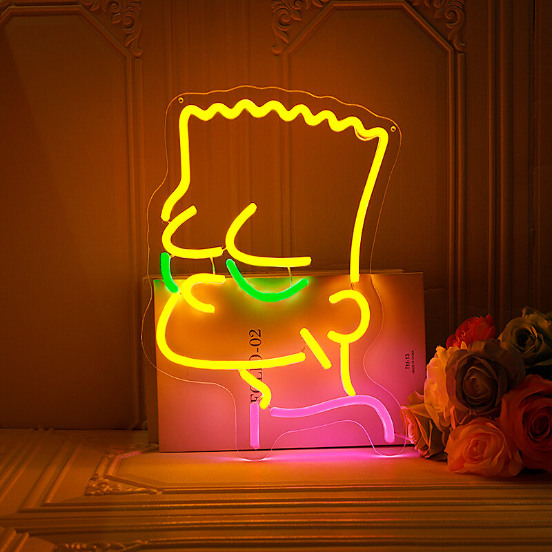 Señal de luz nocturna de neón personalizada, cartel de neón de dibujos animados para fiesta de Cosplay, luz amarilla Led flexible, decoración de habitación, 45cm