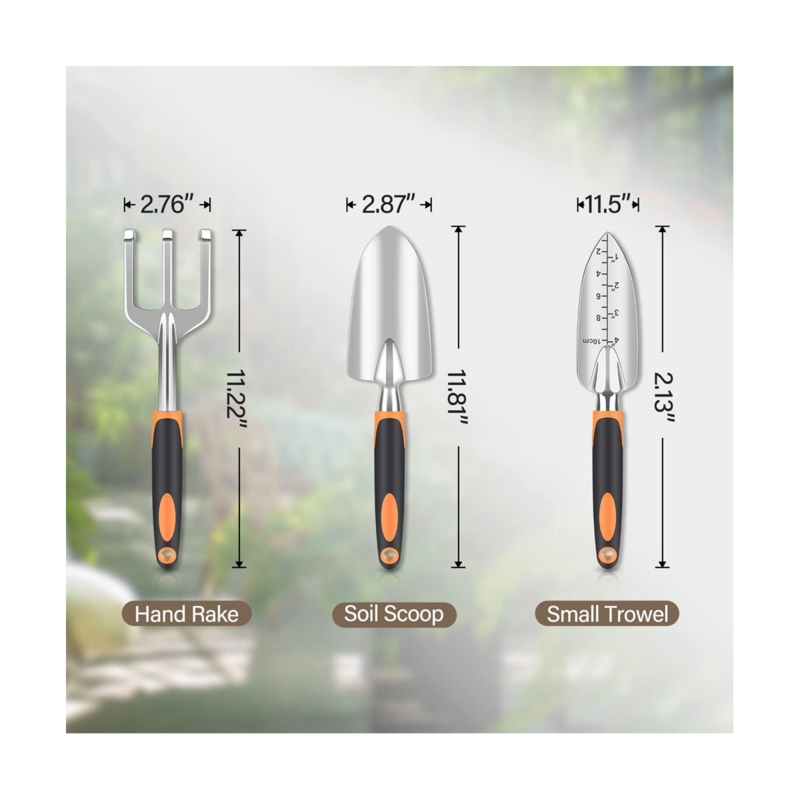 Garden Tool Set, Heavy Duty and Lightweight Aluminium Alloy Tools with Non-Slip Ergonomic Handle, Gardening Hand Tools