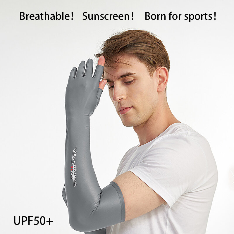 New UV Solar Arm Sleeves Men Cycling Gloves Hand Long Sleeves Driving Arm Cover Summer Cool Muff Sun Protection Motorcyclist
