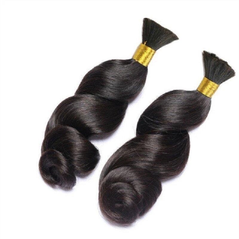 ルーズウェーブ人毛女性のためのバルクブラジルのremy人毛バルクを編組しないため横糸ブレイドヘアー拡張バンドル1ピース/セット