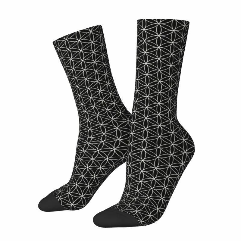 Модные красивые геометрические носки с цветком жизни для мужчин и женщин, теплые модные короткие носки с мандалой