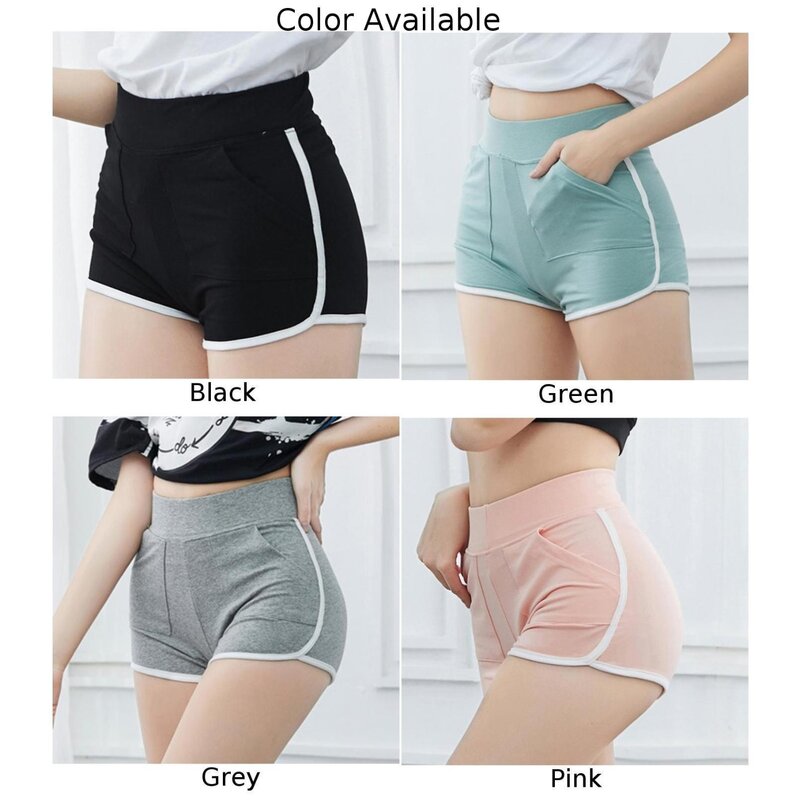 Pantalones cortos elásticos para mujer, Pantalón de algodón, elegante, de cintura alta, para ir al gimnasio, para el verano