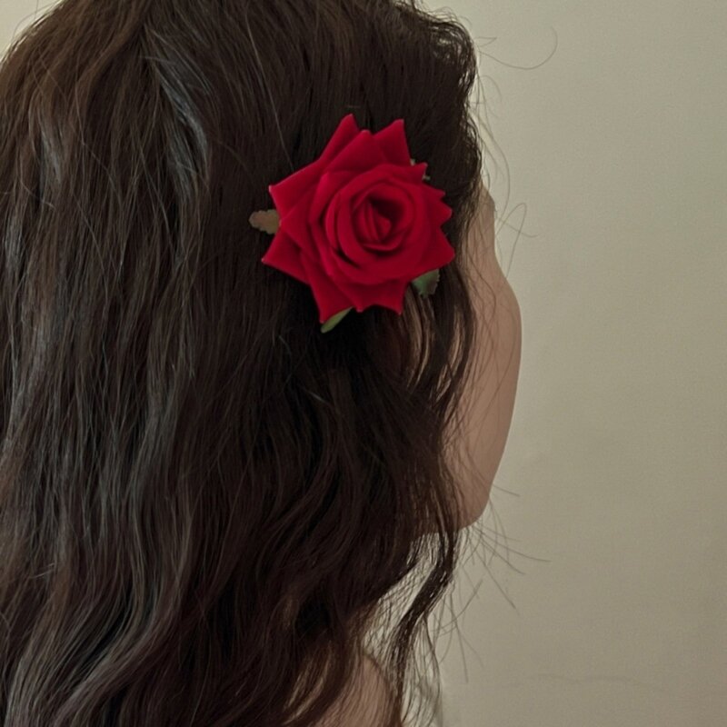 Kwiat róży Spinka do włosów Kwiatowe akcesoria do włosów Broszki Ślubna spinka do włosów