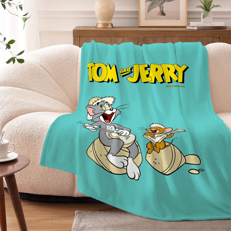 따뜻한 겨울 담요 T-Toms 및 Jerrys 무릎 침대 양털 캠핑 낮잠 푹신하고 부드러운 담요, 만화 장식 소파 극세사 침구