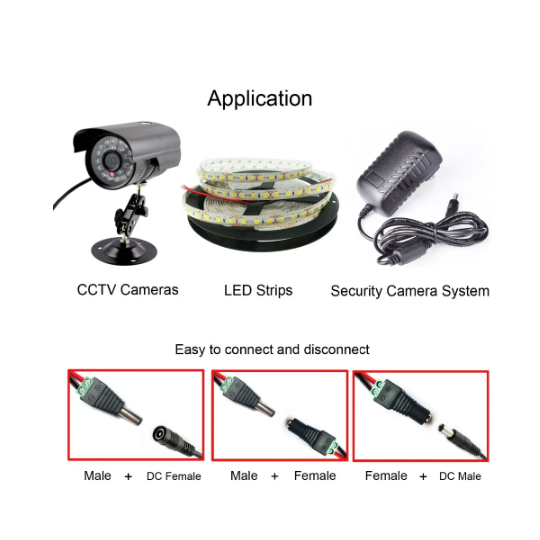 Dc 12V 5.5*2.1Mm Geen-Soldeer Mannelijk/Vrouwelijk Stekker Aansluiting Adapter Jack Socket Voor Signaalkleur Led Strip Cctv Camera