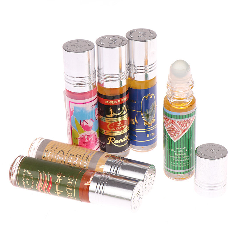 Perfume muçulmano roll-on para muçulmanos, óleo essencial natural, corpo perfumado, duradouro, fragrância sem álcool, floral, 6ml
