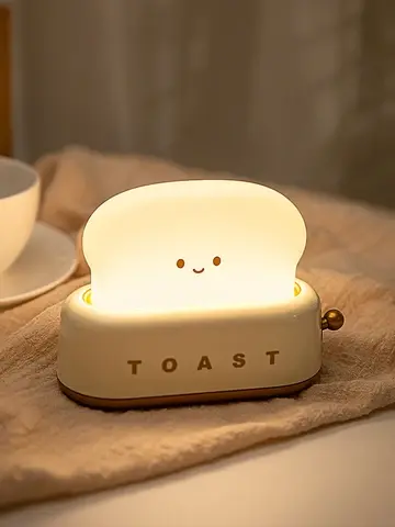 Entzückende USB wiederauf ladbare Timer LED Nacht lampe niedlichen Toaster Nachtlicht einstellbare Helligkeit Schlafzimmer Nachttisch Schlaf lampe Geburt