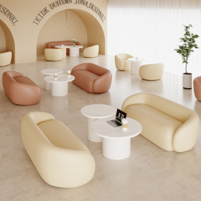 コーヒーショップのデザートテーブルと椅子の組み合わせ、サロンレセプションソファ、ミルクティー、コーヒーテーブルセット
