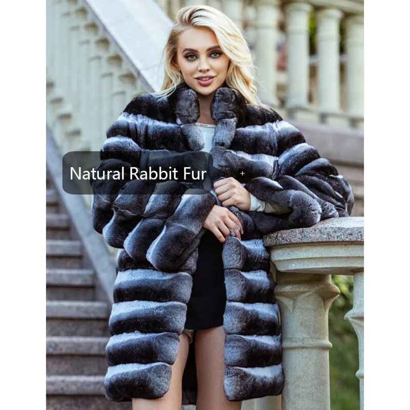 Women Winter Real Rex Rabbit Fur Coat Genuine Fur Women's Natural Fur Coat Fluffy Jacket Real Fur Coat Women Luxury