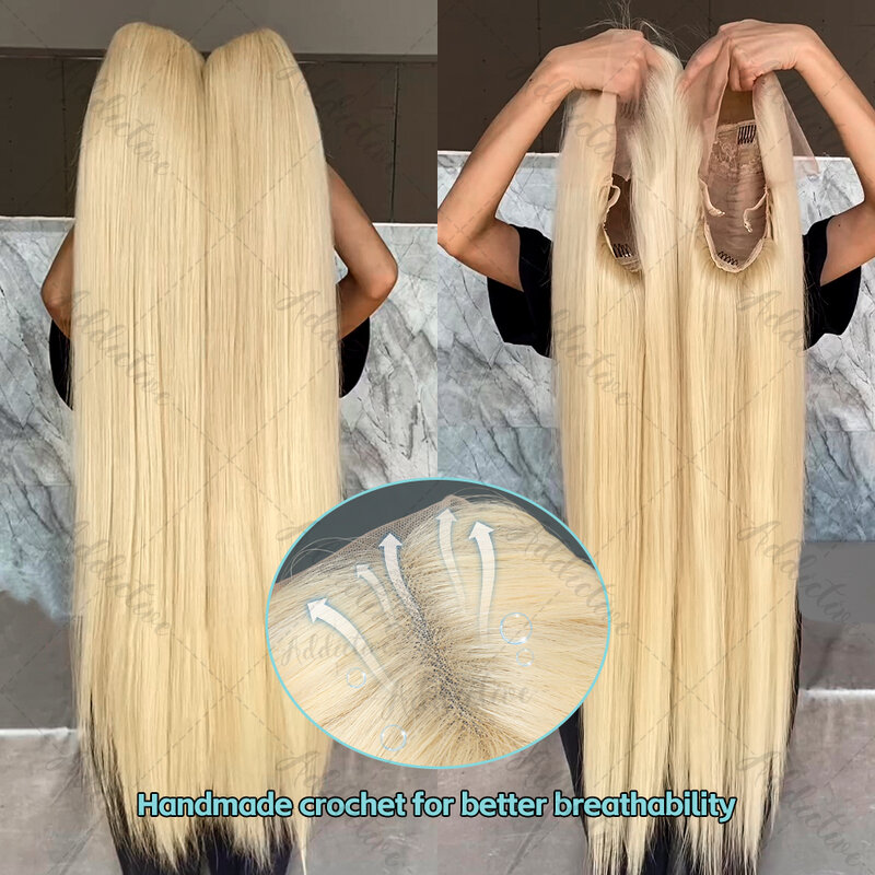 Honey Blonde Bone Straight Lace Front Wig para mulheres, perucas de cabelo humano, brasileiras, 250 Densidade, Colorido, 13x4, 13x6, 30 ", 613