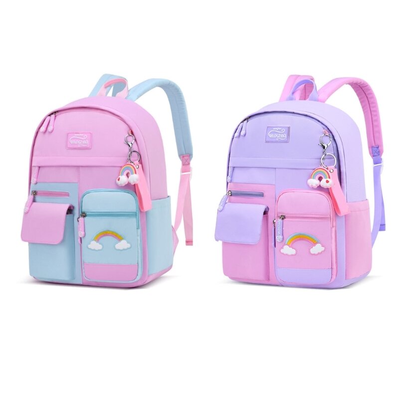 Mochila linda con múltiples bolsillos, mochila escolar antirrobo dibujos animados para niños y niñas