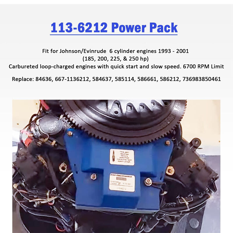 113-6212 Power Pack Voor Johnson/Evinrude - 6 Cyl (1993-2001), Elektrische 583476, 584036, 584037, 586217, 586662, 586667