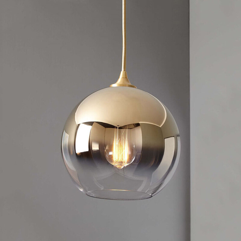 Lámpara colgante de bola de cristal, luz de barra creativa minimalista para cabecera de dormitorio, de lujo, de Color degradado
