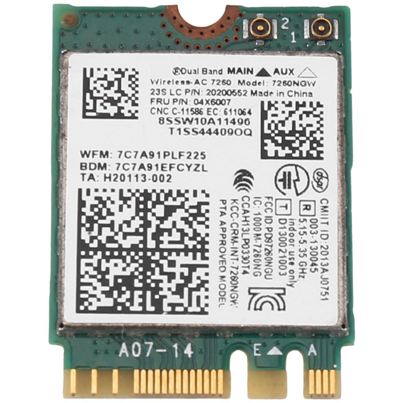7260NGW 7260AC WiFi Card 2.4G/5G BT4.0 Fru 04X6007 for Thinkpad X250 X240 X240S X230S T440 W540 T540 Yoga Y50