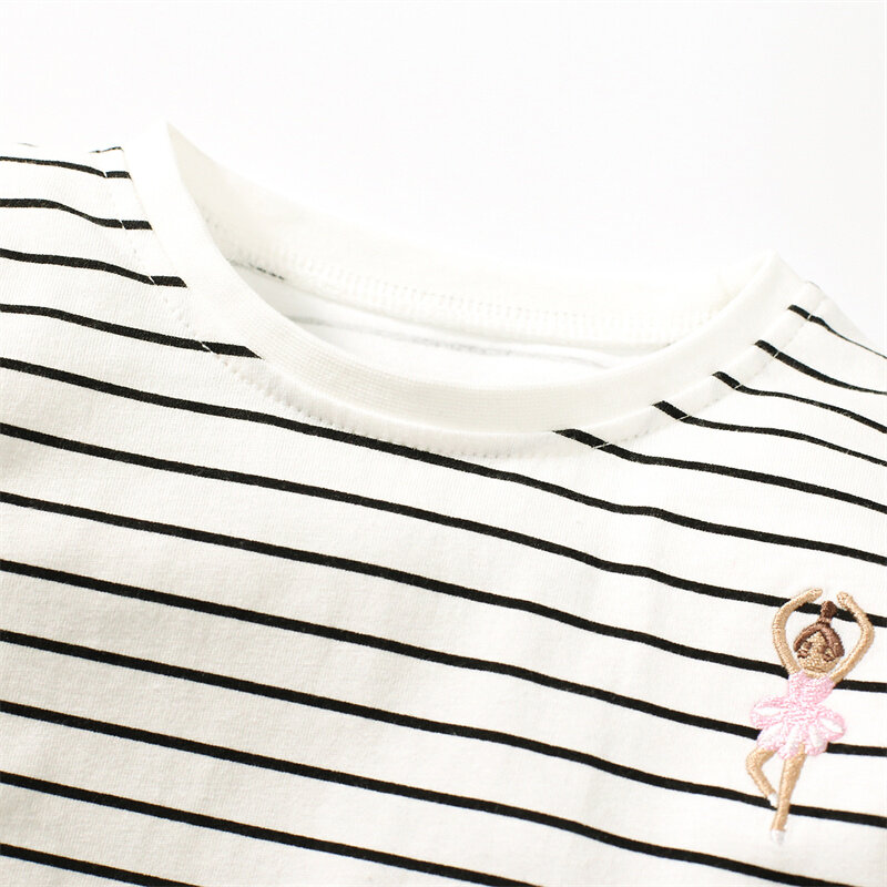 Skoki metrów jesienno-zimowa dziecięca koszulka dziewczęca z długim rękawem ubranka dla dzieci maluch bluzki w paski koszulki dziecięce topy koszule kostium