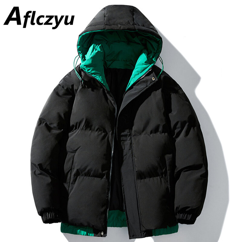 Solid Color Padded Jacket Men Parkas Winter Thick Jacket Coat Fashion Casual Hooded Parkas Male Black Jackets Outerwear