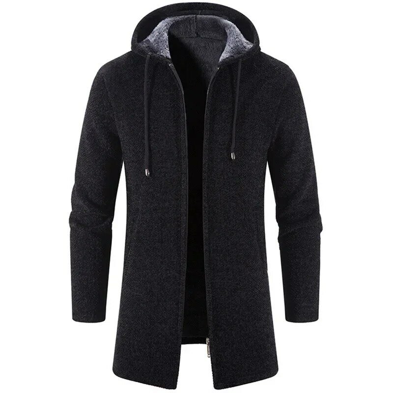 2023 Men's Mid Length Loose Large Sweater Coat Knitted Cardigan Top Coat