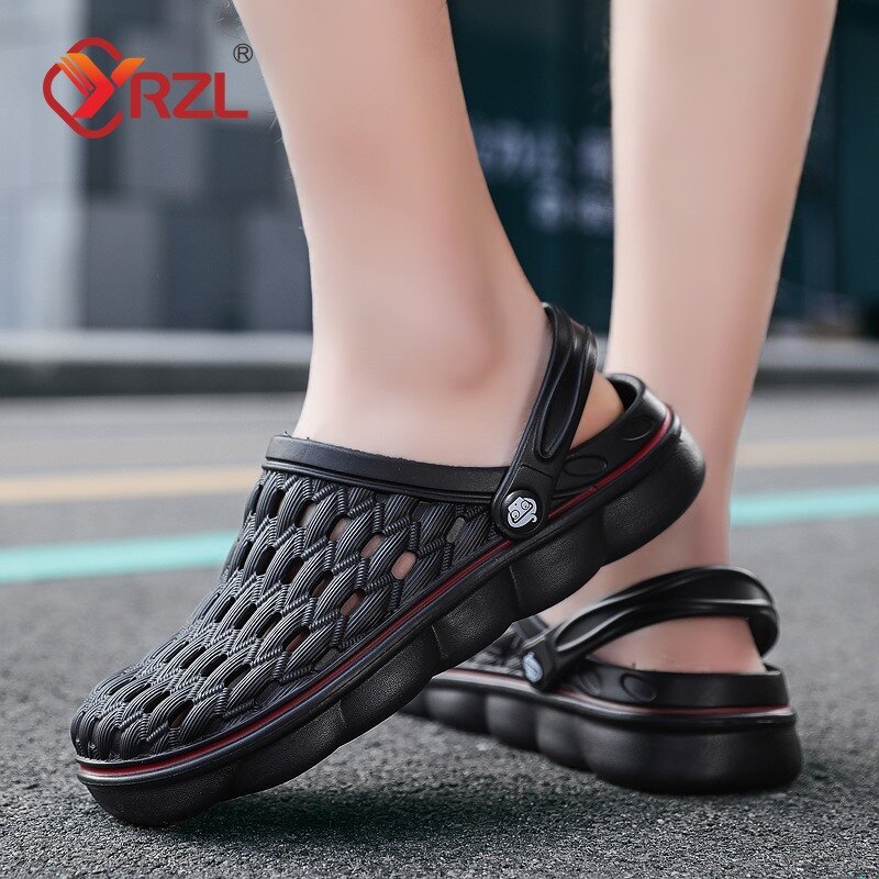 YRZL Mens Slippers Comfortable Beach Sandals Men 2024 Summer New Anti Slip Outdoor Hollow Breathable Clogs Shoes Sandals for Men