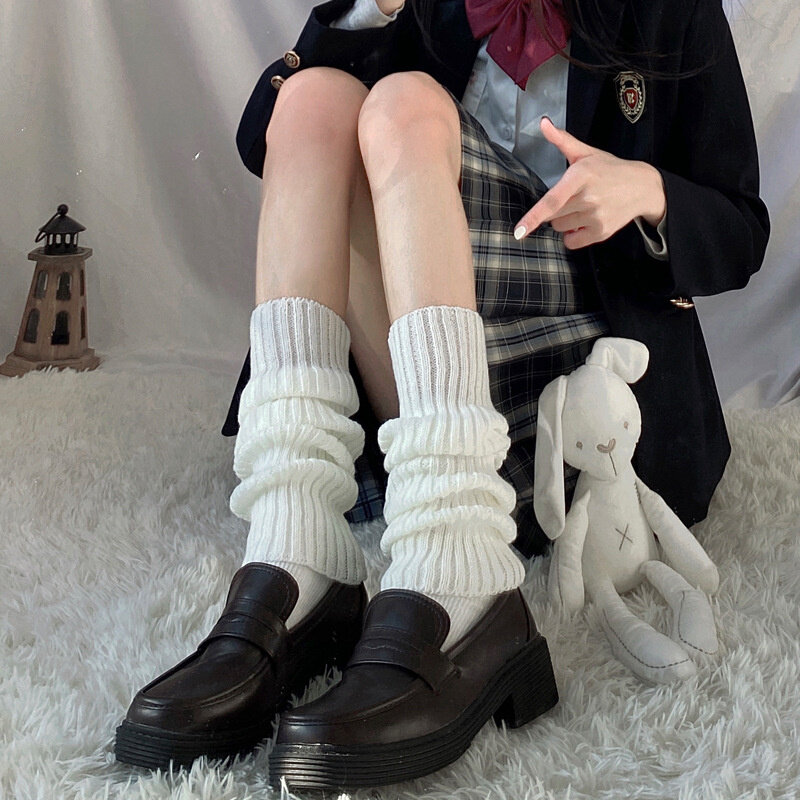 Meias de malha Gothic Lolita para mulheres, aquecedores de perna, meias de malha quentes, inverno, 1 par