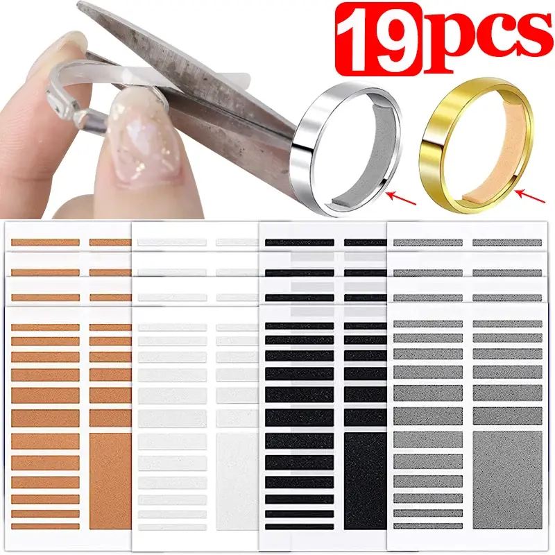 19Pcs Ring Adjust Dimension Silicone Invisible Sticker for Loose Rings Transparent White Finger Ring Resizer Reduce Jewelry Tool