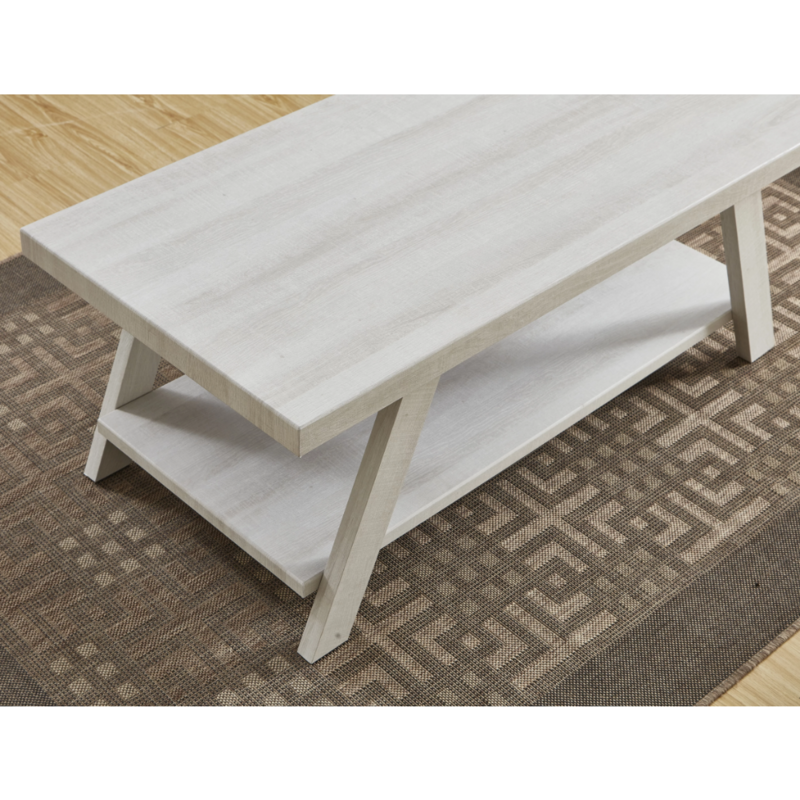 Athens Contemporary Wood Shelf Coffee Table Living Room Table  Living Room Furniture  Centre Table 48.00 X 24.00 X 19.00 In