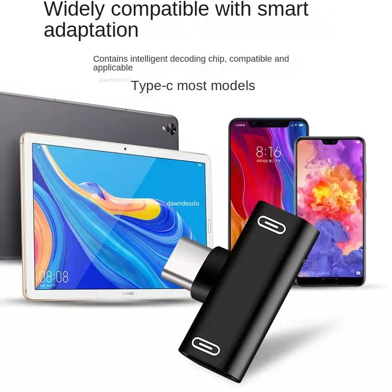 투인원 USB C 분배기, C타입 수-듀얼 C타입 암 헤드폰 충전기 어댑터, 분배기 변환기