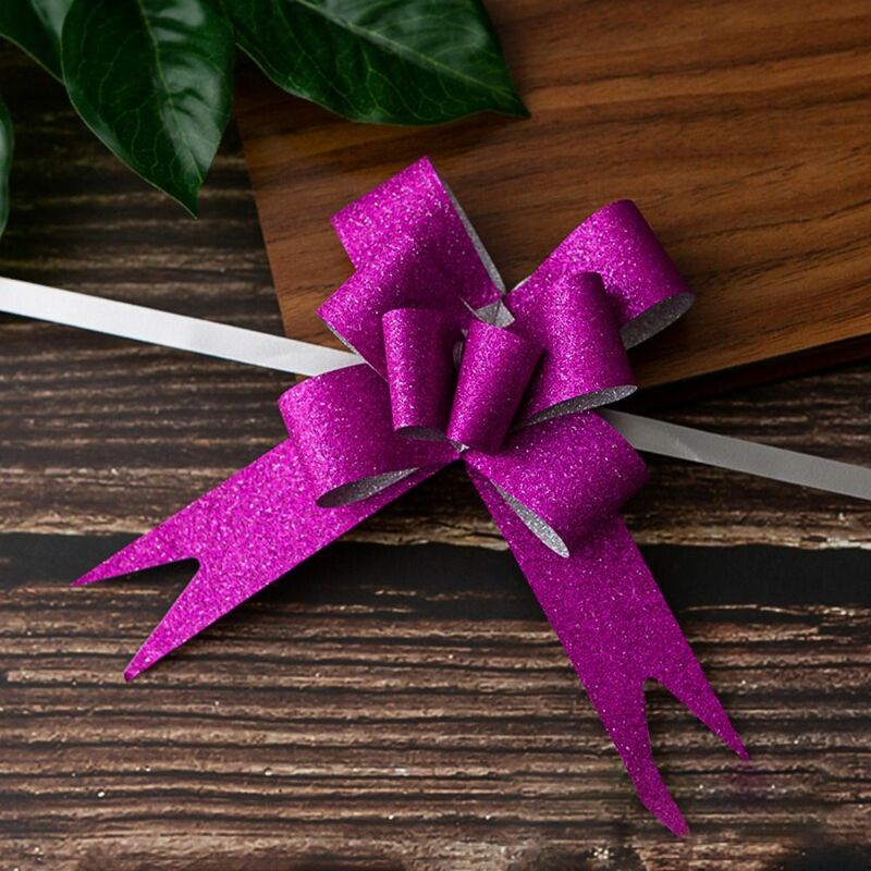 Gift Ribbons Flower Wrappers, Casamento, Birthday Party Decor, Glittering Pull Bow Knot, Cordas de fita para embrulho, 10 pcs