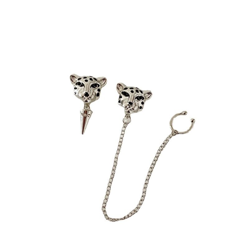 Pendientes asimétricos con cabeza de leopardo para mujer, joyería de diseño de moda, gran oferta
