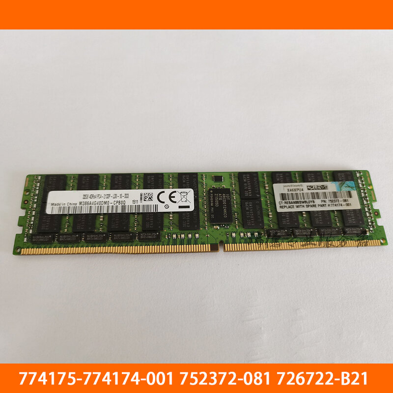 Memoria de servidor de 1 piezas, 774175-001, 774174-001, 752372-081, 726722-B21, 32G, 32GB, 4RX4, DDR4, 2133, ECC, LRDIMM, completamente probada
