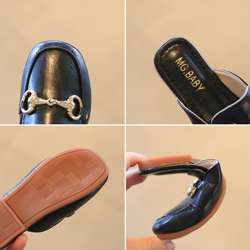 Letnie nowe skórzane kapcie dla dzieci sandały z odkrytymi palcami antypoślizgowe klapki dziecięce domowe kapcie dziewczynek śliczne plażowe slajdy