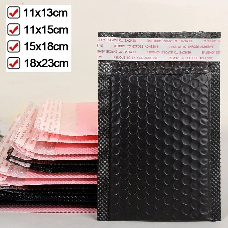 50-10PCS Black/Pink Bubble Envelope Self Seal Padded Bubble Mailers Waterproof Shipping Packages for Jewelry Makeup Supplies