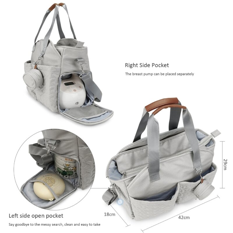 Bolsa de pañales de viaje de gran capacidad para bebé, bolso de mamá con múltiples bolsillos, bolso para bomba de leche, botella de pañales, bolsa de almacenamiento para cochecito de leche en polvo