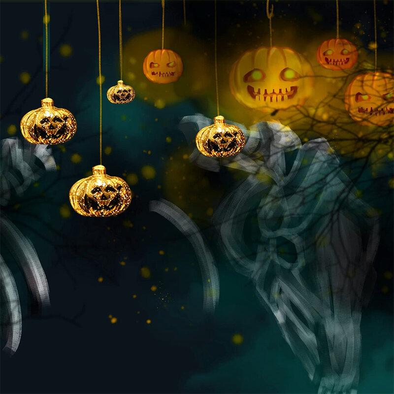 Гирлянда на Хэллоуин с питанием от батарейки, 3D украшение в виде тыквы, праздничное украшение для сада, 10/20/30 светодиодов