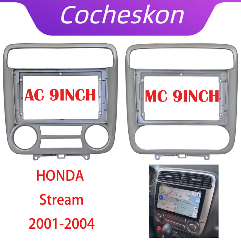 9INCH Car Radio Installation DVD GPS Mp5 Plastic Fascia Panel Frame for HONDA Stream 2001-2004 Dash Mount Kit