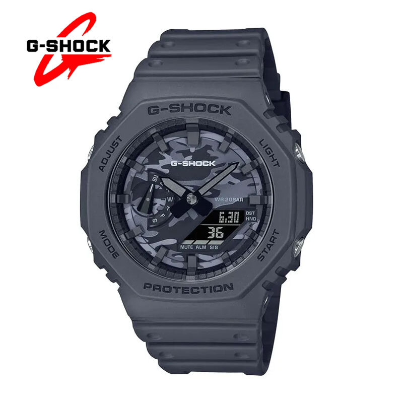 Jam tangan G-SHOCK GA 2100 jam tangan kuarsa pria seri multifungsi jam tangan olahraga luar ruangan tahan benturan LED Dial tampilan ganda otomatis