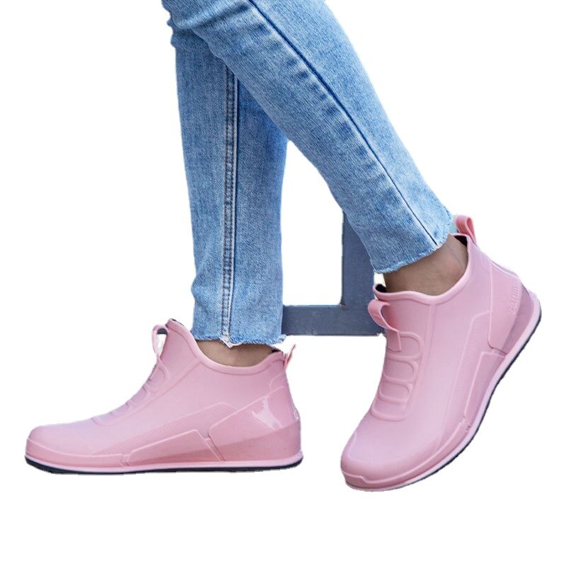 Damskie kalosze wodoodporne buty gumowe damskie płaskie buty wsuwane buty przeciwdeszczowe damskie izolowane kalosze ogrodowe Botas De Chuva