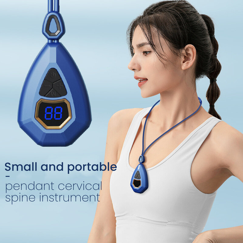Smart Hanging Neck Cervical Spine Massager With Hot Compress Mini Portable EMS TENS Purse Back Thigh Massage Pain Relief Relax