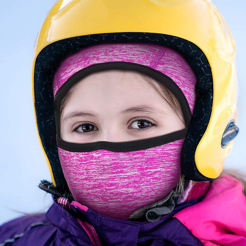 Anak-anak Balaclava Musim Dingin Bulu Hangat Masker Ski Tahan Angin Thermic Pelindung Wajah Penuh Anak Laki-laki Perempuan Naik Topi Syal Bersepeda Lapisan Helm