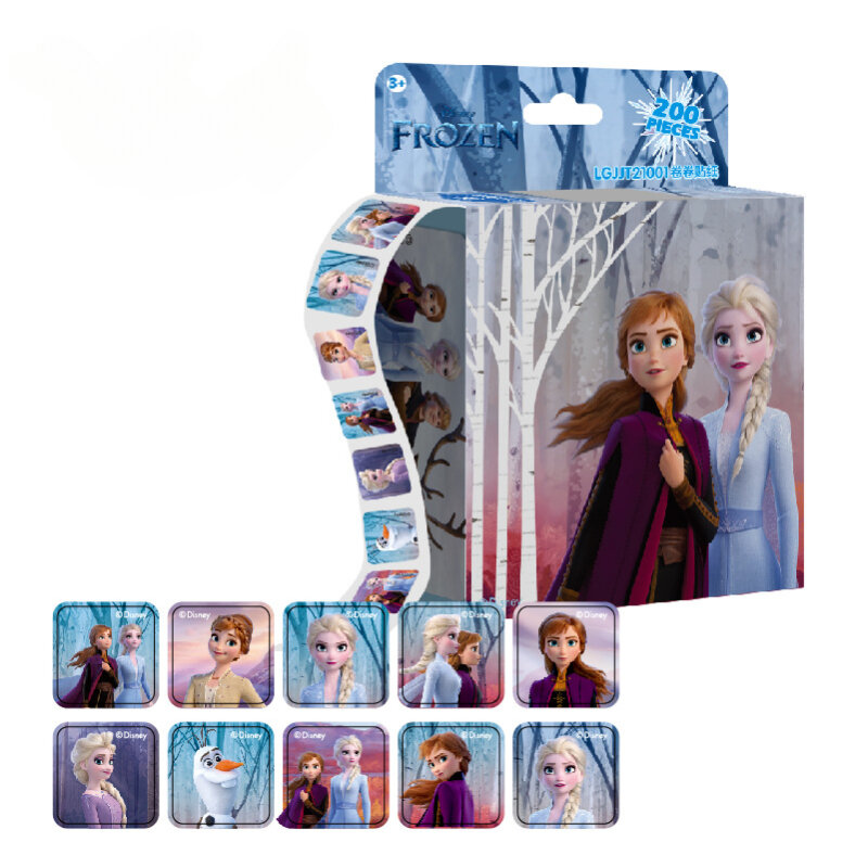 200 Lakens/Doos Disney Cartoon Trekken Stickers Prinses Frozen Mickey Mouse Minnie Sticker Meisje Jongen Leraar Beloning Speelgoed Cadeau