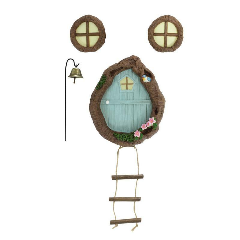 Porta de fadas e janelas para árvores, Mini porta elfo, decoração ao ar livre, acessórios de jardim em miniatura
