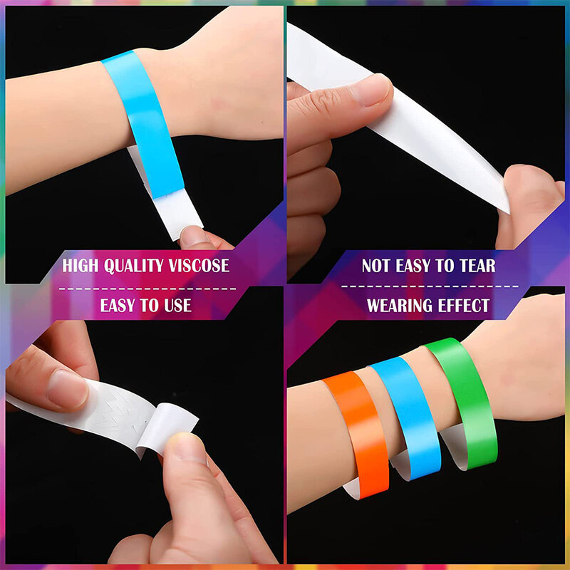 Bandas de pulso coloridas impermeáveis multiuso adesivo concerto bandas de pulso festa suprimentos pulseira de papel em estoque