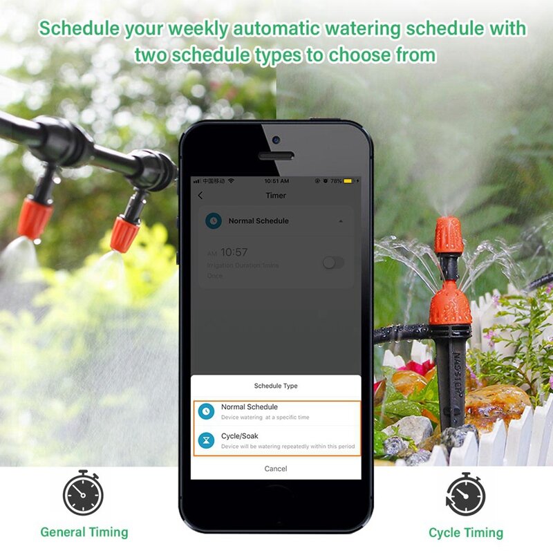Temporizador inteligente WiFi para mangueira de jardim, Temporizador de irrigação por aspersão com cubo, Temporizador automático de rega Tuya