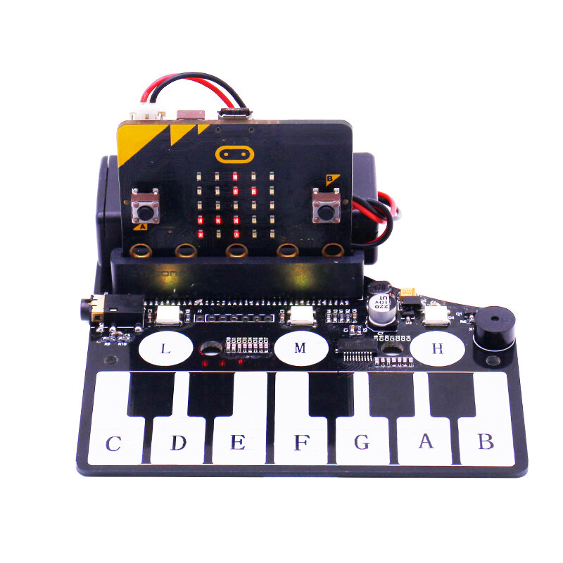 Yahboom papan ekspansi Microbit, dengan bel dan tombol sentuh DIY desain Piano elektronik pendidikan yang dapat diprogram untuk anak-anak