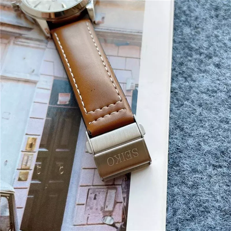 Neue Luxus Business Mode Seiko Uhr Herren Dating Casual Sport uhr Leder armband wasserdichte Quarzuhr