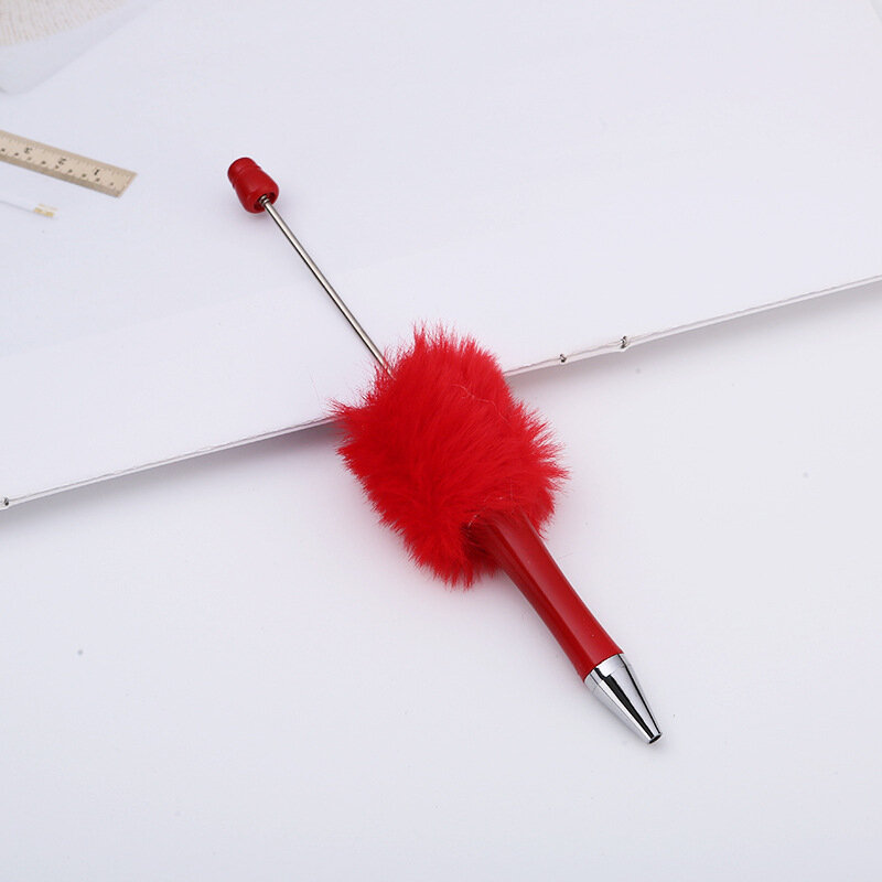 40Pcs Plush Beaded Pen Bead DIY Pen Plastic Beadable Pen Bead Pen School Office Writing Supplies Stationery Wedding Gift