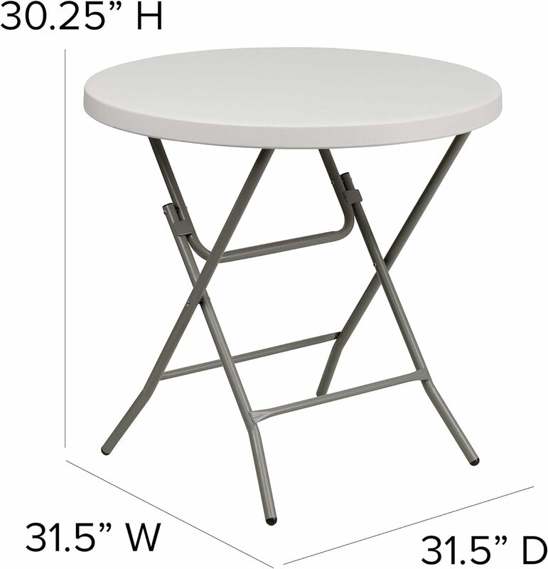 Mesa redonda de plástico para banquetes y eventos, plegable, color blanco, 2,63 pies