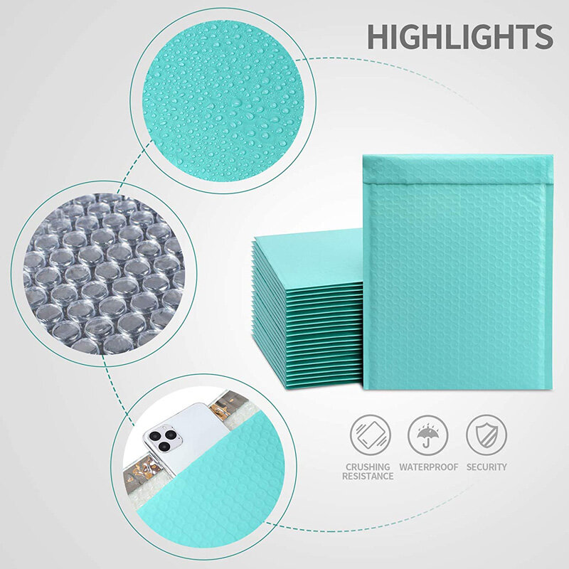 New 100pcs Blue Bubble Mailer Bubble Padded Mailing Envelopes Mailer Poly for Packaging Self Seal Shipping Bag Bubble Padding